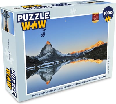 Puzzel Matterhorn weerspiegeld bij de Riffelsee bij zonsopgang in Zwitserland - Legpuzzel - Puzzel 1000 stukjes volwassenen