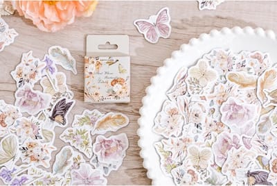 Vlinders en Bloemen Stickers 46 stickers – Bullet Journal, Planner & Scrapbook Stickers – Sinterklaas & Kerstcadeau – Schoencadeau – Cadeaus onder €5