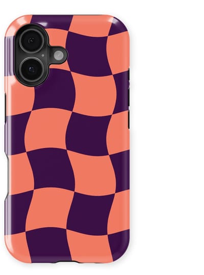 Checkered Warp Hoesje geschikt voor iPhone 17 | Geschikt Voor Mag | Uniek Design Hoesje | Beschermhoes geschikt voor iPhone 17 Check Flame