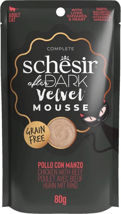Schesir After Dark Velvet Mousse Kip & Rund - 12 x 80 gr - Voordeelverpakking