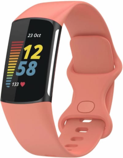 MY PROTECT - Siliconen Bandje - Geschikt Voor Fitbit Charge 5 / Fitbit Charge 6 Siliconen Bandje Horlogeband / Polsband / Armband - Zalm