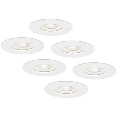 HOFTRONIC Set van 6 Bari LED inbouwspots extra plat 58mm - 3,8W 270lm - GU10 LED Module - 6000K daglicht wit - Dimbaar - Rond - IP65 waterdicht - Wit