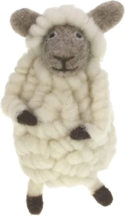 Schaap hangend vilt wit 7x6x14cm