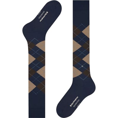 Burlington Edinburgh lang gedessineerd wol kniekousen heren blauw - maat 40-46