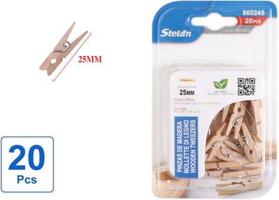 Decopatent - 20 Stuks Mini Fotoknijpertjes - 25mm Lang - Kaartknijpertjes - Kleine mini wasknijpers - Hout - Kaarten Kerstkaart knijpers - Houten clips voor fotos