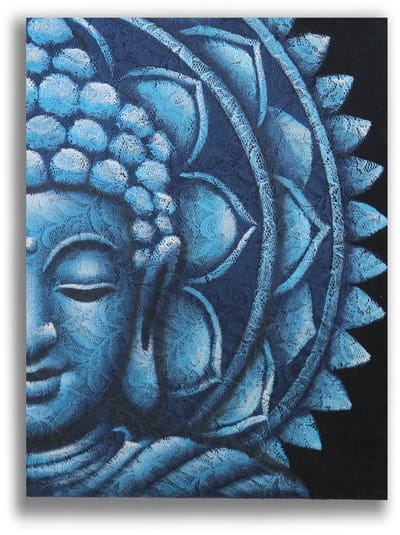 Blauwe halve Boeddha Mandala 60x80cm