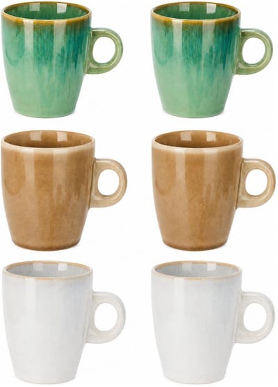 Siaki koffiemok / theemok Faye - set 6x - multi color - 220 ml - mokken - keramiek