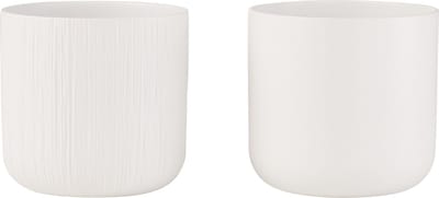 J-Line bloempot Gen - keramiek - wit - large - 2 stuks - Ø 18.5 cm