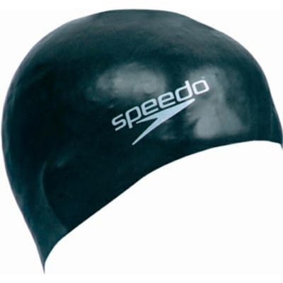 Speedo Plain Moulded Silicone Cap Badmuts Unisex - Zwemmuts Dames en Heren - 100% Silicone - Beschermt tegen Chloor - Ergonomisch 3D Design - Minder Weerstand in het Water - Zwart - One size
