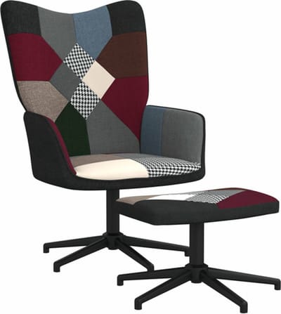vidaXL - Relaxstoel - met - voetenbank - patchwork - stof