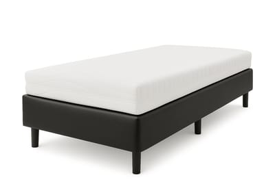 Nessa® - 70x190 - Boxspring Furkan - Zwart PU Skin Leder - Inclusief Matras