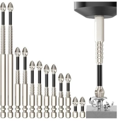 Hoogmagnetische schroefmachine boorset - 12 stuks K5 schokbestendige slijpboor - magnetische schroefmachine kop - 25 50 65 70 90 150 mm(12 stuks)