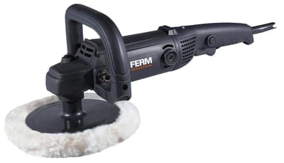 FERM Industrial - AGM1120P – Poetsmachine – 1400W – Ø180MM - Constante snelheid - Instelbare - snelheid - 1000-3300/min - 4 meter - rubberen kabel – Met: - 2 - polijstschijven - Ook als - schuurmachine - te gebruiken - Professioneel - Polijstmachine