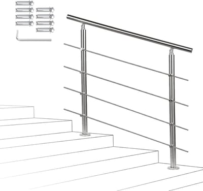 Trapleuning Roestvrij Staal - Handgreep Trap - Veilig Traplopen - Verstelbare Hoek - 80 cm - Geborsteld