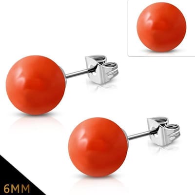 Aramat Jewels | Oorbellen | Kleurrijke bolletjes Oorbellen | 6mm / Oranje | | | Cadeautje