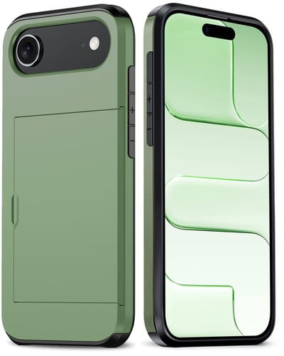 Hoes Geschikt voor iPhone Air Hoesje Hard Case Met Pas Houder - Hoesje Geschikt voor iPhone Air Hoes Shockproof Hard Cover Met Kaarthouder - Donkergroen