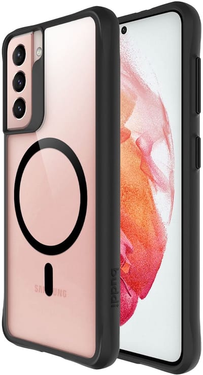 Buddi Hybrid - Hoesje Geschikt voor Samsung Galaxy S21 - Compatibel met MagSafe - Back Cover met Magneet - Magnetische Beschermhoes - Case Transparant Zwart