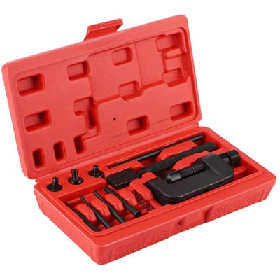 13 pièces Outil de Coupe-Chaîne de Moto, Séparateur, Riveteuse pour Maillons Cam, Ensemble d'Outils de Rivetage red