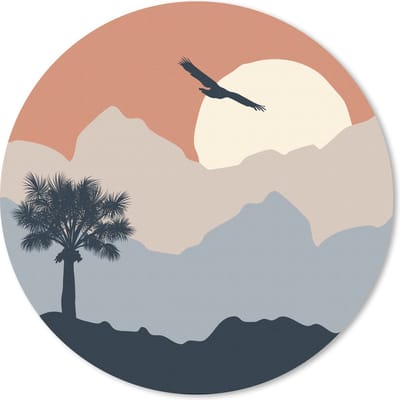 Muismat rond 20x20 cm - Mousepad Pastel - Zon - Palm - Ronde muismatten