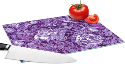 Glazen Snijplank - 28x20 - Kolibrie - Rozen - Paars - Snijplanken Glas