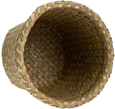 Gevlochten Prullenbak - Rieten Mand - Decoratie Opslag - Stevig Materiaal - 21 x 21 cm - Khaki