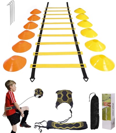 Unyqoos® Uitgebreide Voetbaltrainingsset voor Behendigheid en Coördinatie met Slalomkegels en Trainingsladder