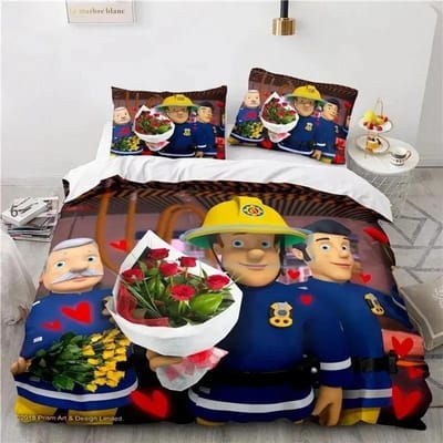 Cartoon Brandweerman Sam Speelgoed Beddengoed Set Dekbedovertrek Bedset Dekbedovertrek Kussensloop Dekbed King Queen Maat Jongens Volwassenen Beddengoedset EU SuperKing 260x220