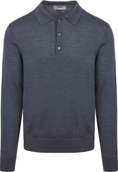 King Essentials The Robert Long Sleeve Poloshirt Merino Antraciet - Maat S - Heren - Pullovers
