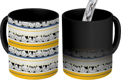 Magische Mok - Foto op Warmte Mokken - Koffiemok - Kat - Patronen - Huisdieren - Magic Mok - Beker - 350 ML - Theemok