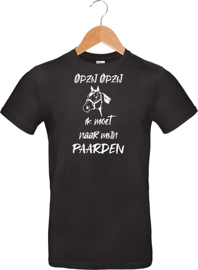 mijncadeautje - T-shirt unisex - zwart - Opzij opzij, naar mijn Paarden - maat S