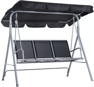 Damenzo - Schommelbank - Schommelstoel - 3 Personen - Tuinbank - Tuin - Inclusief luifel - Draagvermogen 240kg - 171x108x154cm - Zwart