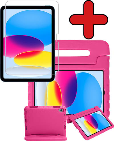 Hoesje - Geschikt voor Apple iPad A16/A18 (2022/2025/2026) - 10.9 & 11 inch (10e, 11e & 12e generatie) - Met Screenprotector - Kinderhoes - Shockproof Bumper - Kidsproof Case - Tablethoes - Kinder Hoes Cover - Roze