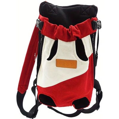 Draagbare Reisrugzak met Dubbele Schouder Outdoor Huisdier Hond Draagtas Huisdier Hond Voorzak Mesh Rugzak M rood
