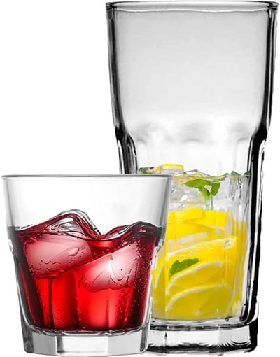Uniglass Water/drinkglazen set Marocco - 12x stuks - glas - water/longdrink glazen - 280/230 ml