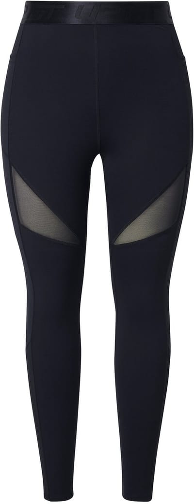 Ulla Popken - Dames - Sportlegging mesh inzetstukken sneldrogend gerecycled - Zwart - Maat 58+