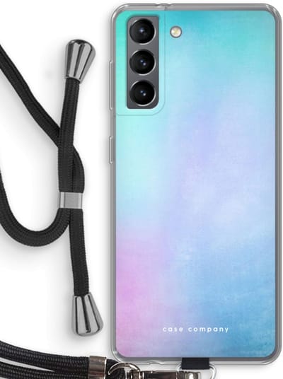 Hoesje met koord geschikt voor Samsung Galaxy S21 hoesje met Koord - Mist pastel - Telefoonhoesje met Zwart Koord - Bescherming aan alle Kanten en Over de Schermrand