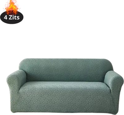 Livano Bankhoes - Bankbeschermer - Stretch - Sofa Cover - Effen - Groen - 4 Zits