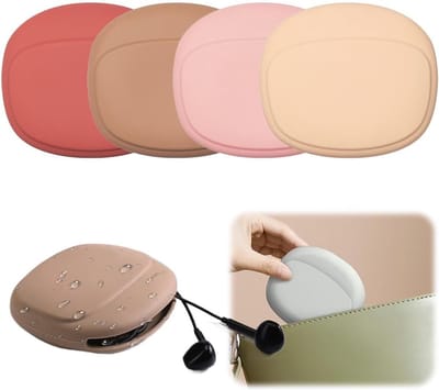 4 stuks siliconen hoofdtelefoon organizer, hoofdtelefoon case datakabel opbergzak, kleine siliconen etui bekabelde oordopjes case sleutelvakje portemonnee - rood+bruin+roze+beige
