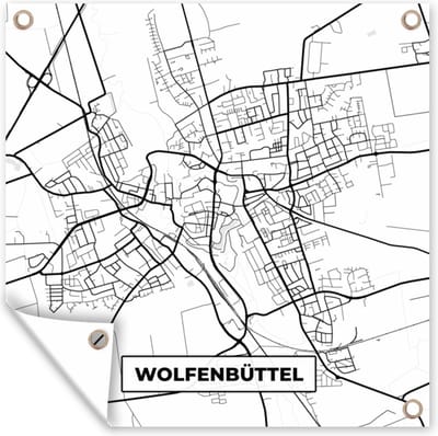 Tuin poster Wolfenbüttel - Stadskaart - Plattegrond - Kaart - 200x200 cm - Tuindoek