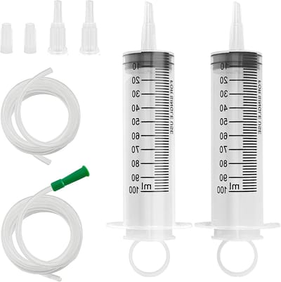 Allecto Plus - 100ml Herbruikbare Grote Plastic Spuit - Vloeibare Spuit Kunststof - Laboratorium Industrie Huisdierenvoeding