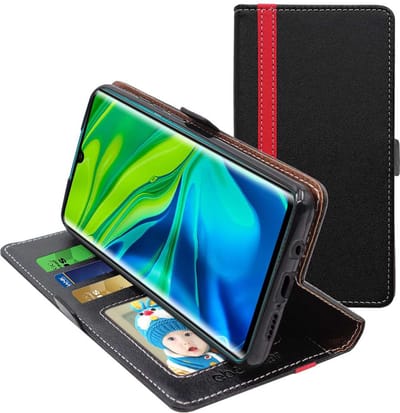 ebestStar - Hoes geschikt voor Xiaomi Mi Note 10, Mi Note 10 Pro, Wallet Etui, Book case hoesje, Zwart, Rood