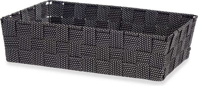 Kast/badkamer opbergmandjes - zwart - 34 x 21 x 8,5 cm - 10 liter - opbergmandjes