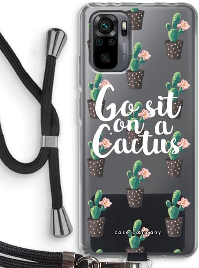 Case Company® - Hoesje met koord geschikt voor Xiaomi Redmi Note 10 Pro hoesje met Koord - Cactus quote - Telefoonhoesje met Zwart Koord - Bescherming aan alle Kanten en Over de Schermrand