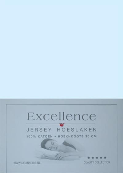 Excellence Jersey Hoeslaken - Eenpersoons - 90/100x210/220 cm - Light Blue