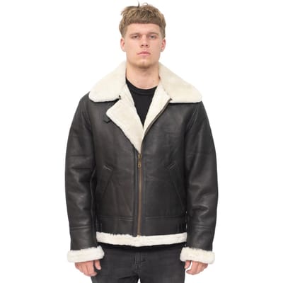 Heren B3 Aviator echt schapenvachtleer vliegend jack-Oxford