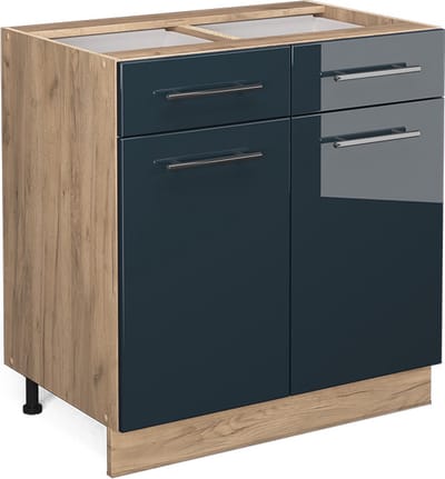 Vicco Fame-Line Keukenkasten – 80 cm zonder werkblad Donkerblauw hoogglans