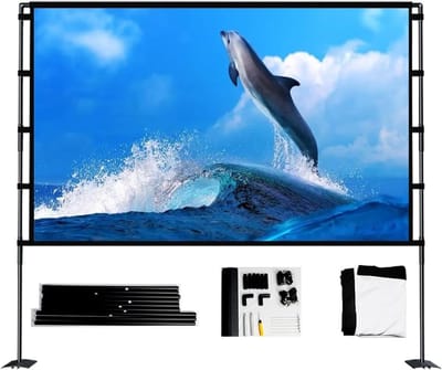 Projectiescherm - Buitenscherm Binnenscherm - Thuisbioscoop Creëren - Stabiele Dubbele Voet - 100 inch - Wit