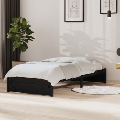 vidaXL - Bedframe - massief - hout - zwart - 90x190 - cm