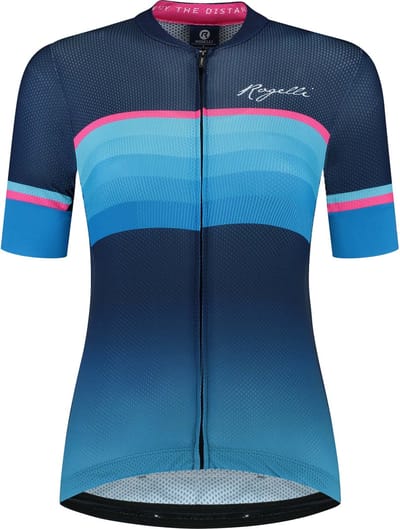 Rogelli Impress II Fietsshirt Dames - Korte Mouwen - Blauw, Roze, Zwart - Maat S
