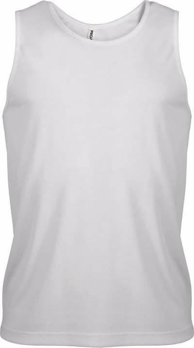 Sport singlet voor heren - Tanktop hemd - Wit - Herenkleding - Mouwloze t-shirts - sportkleding S